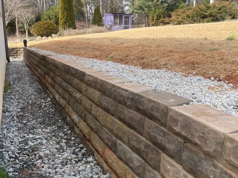 Retaining wall installation in Greenville, SC